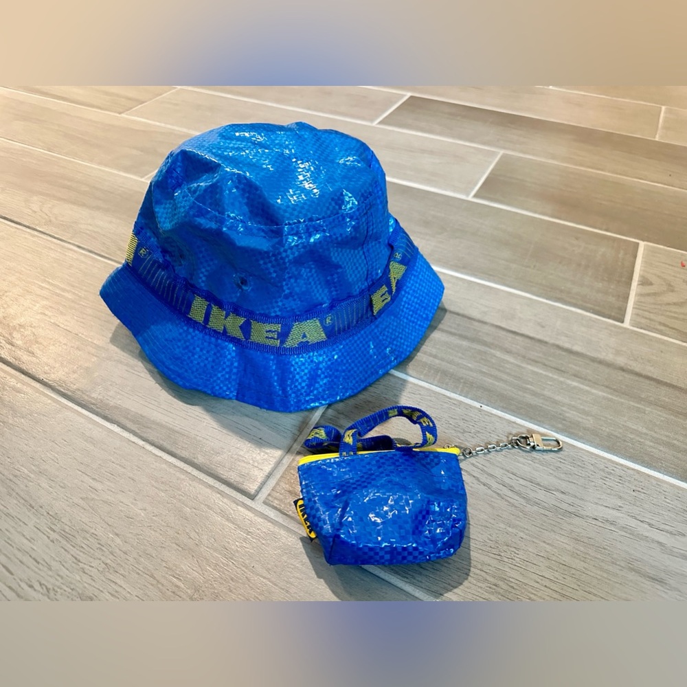 Ikea bucket hat and Ikea change purse key chain